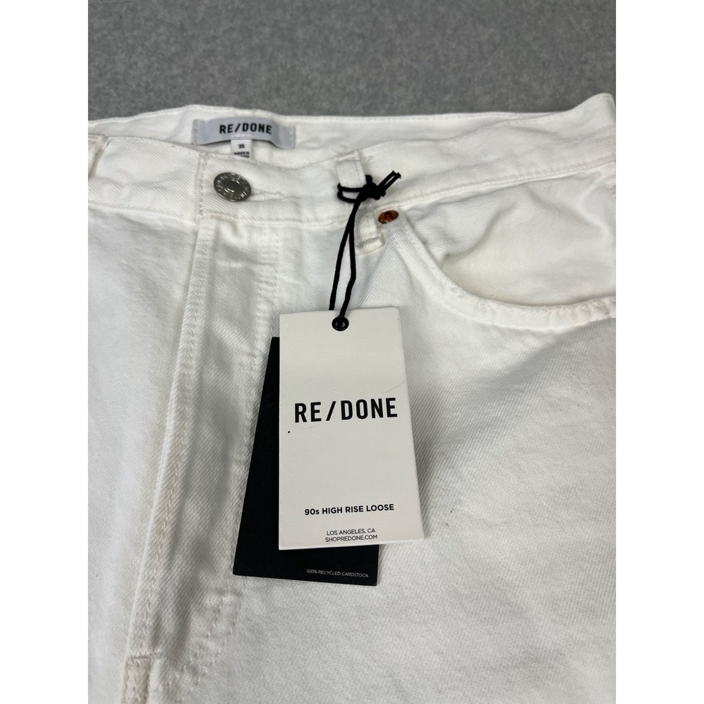 RE/Done Jeans Womens 30 White 90s High Rise Loose Fit Button Fly‎ Distressed - Picture 6 of 12
